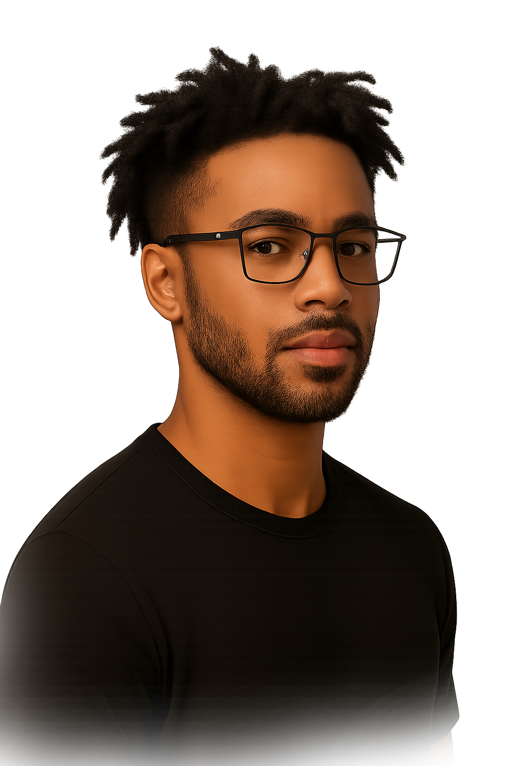 Model wearing DDP frame glasses
